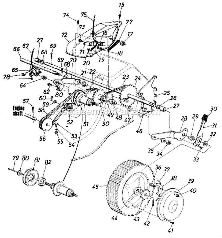 Page A Diagram and Parts List for 126-367-000 1986 MTD Lawn Mower