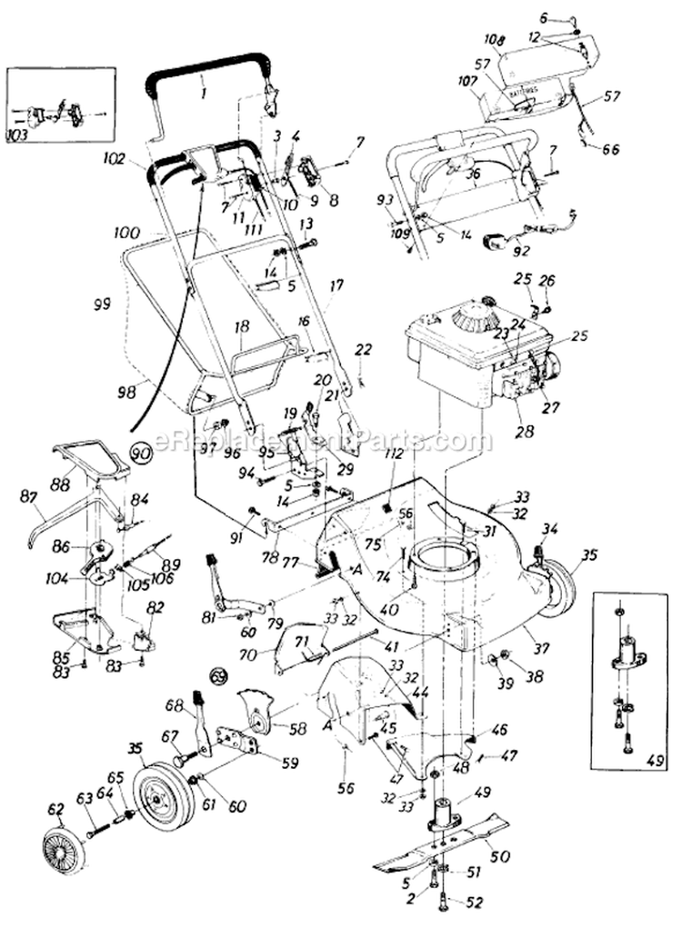 Page B Diagram and Parts List for 126-367-000 1986 MTD Lawn Mower
