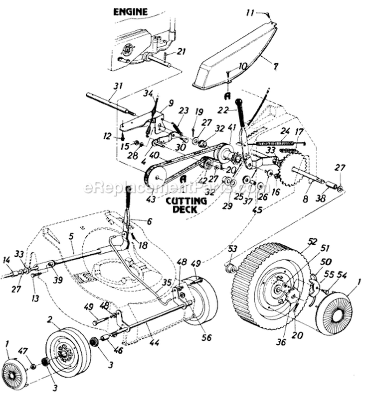 Page B Diagram and Parts List for 126-376-000 1986 MTD Lawn Mower