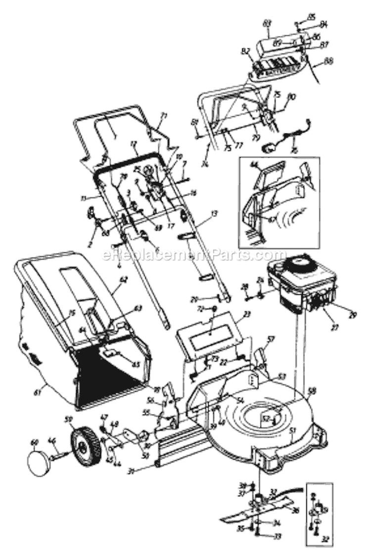 Page C Diagram and Parts List for 126-455B352 1996 MTD Lawn Mower