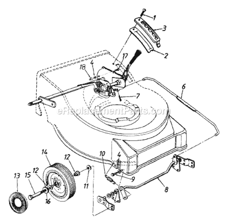 Page B Diagram and Parts List for 126-488Q336 4141446 -1996 MTD Lawn Mower