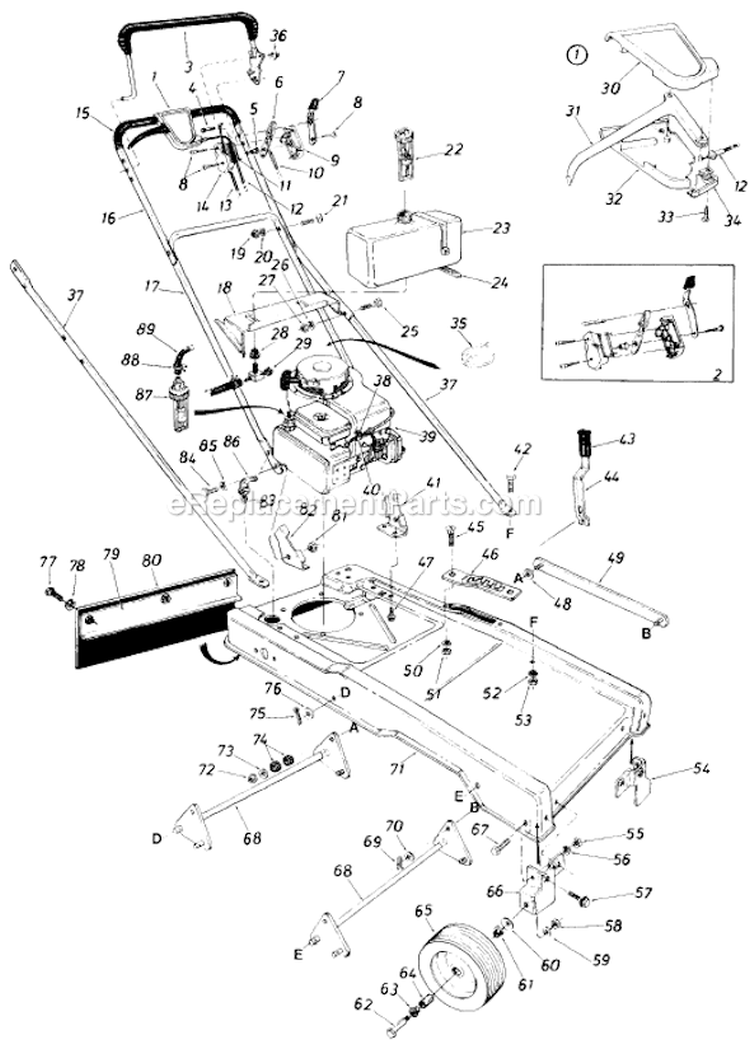 Page A Diagram and Parts List for 126-560-029 1986 MTD Lawn Mower