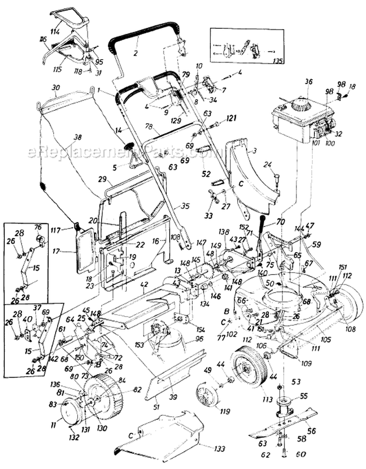Page A Diagram and Parts List for 127-192-000 1987 MTD Lawn Mower