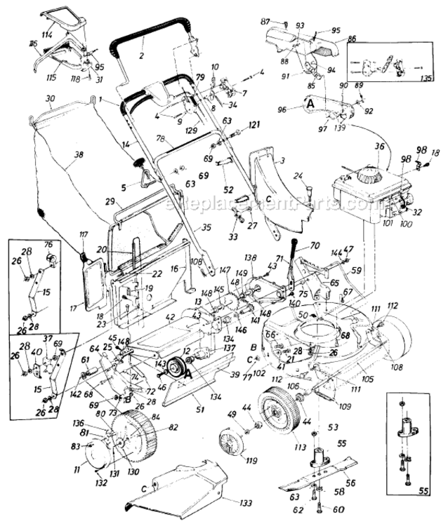 Page A Diagram and Parts List for 127-212-062 1987 MTD Lawn Mower