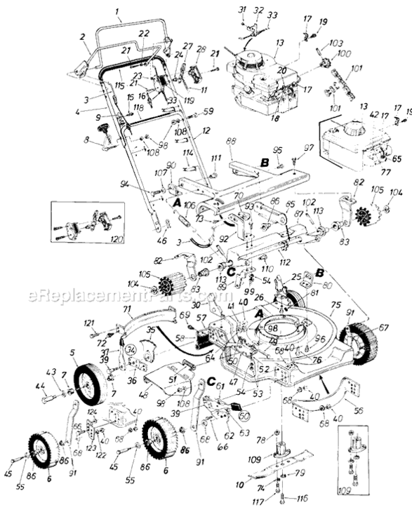 Page A Diagram and Parts List for 127-262-000 1987 MTD Lawn Mower