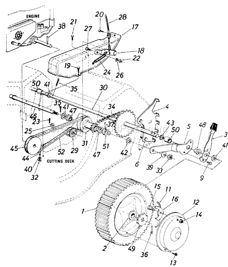 Page B Diagram and Parts List for 127-362-092 1987 MTD Lawn Mower