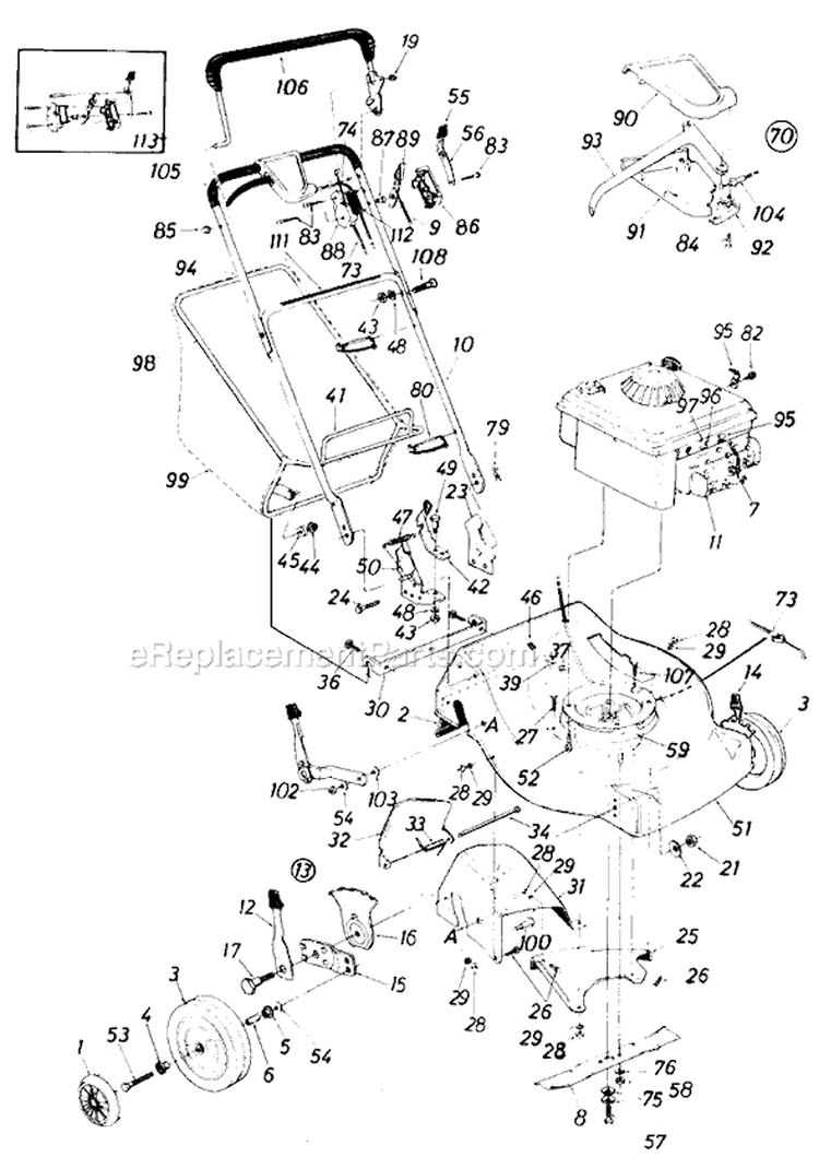 Page A Diagram and Parts List for 127-364-059 1987 MTD Lawn Mower