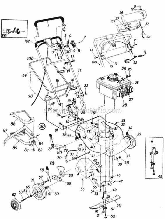 Parts Diagram and Parts List for 127-366-059  MTD Lawn Mower