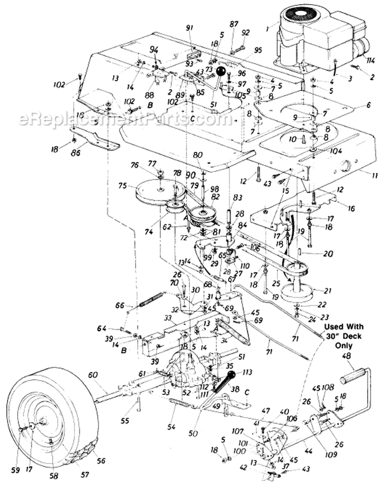 Page D Diagram and Parts List for 127-560-033 1987 MTD Lawn Tractor