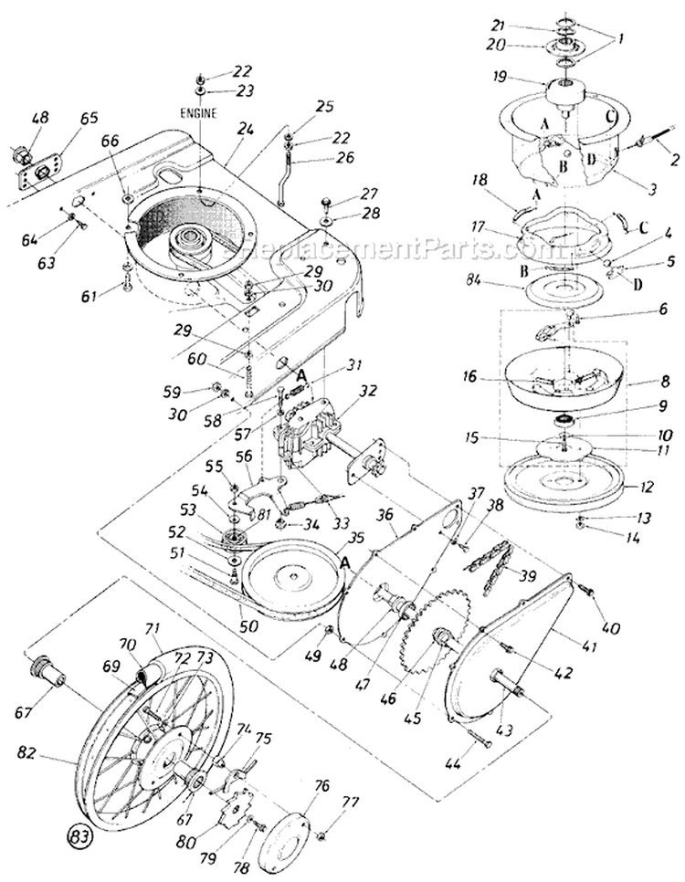 Page B Diagram and Parts List for 127-560-034 1987 MTD Lawn Mower