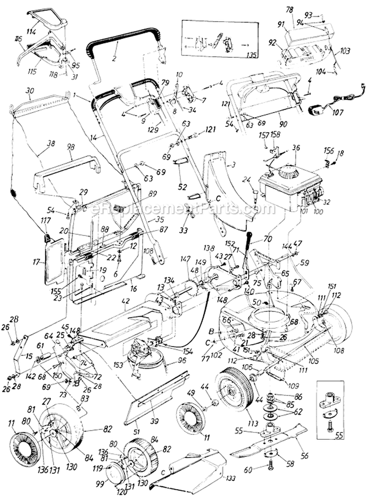 Page B Diagram and Parts List for 128-176E401 1988 MTD Lawn Mower