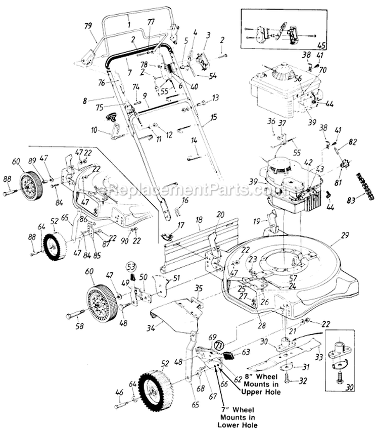 Page B Diagram and Parts List for 128-252R000 1988 MTD Lawn Mower