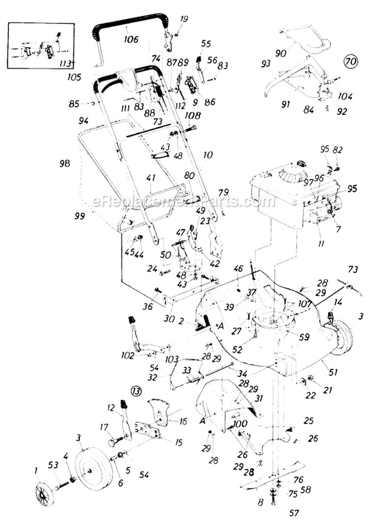 Page A Diagram and Parts List for 128-368R023  MTD Lawn Mower