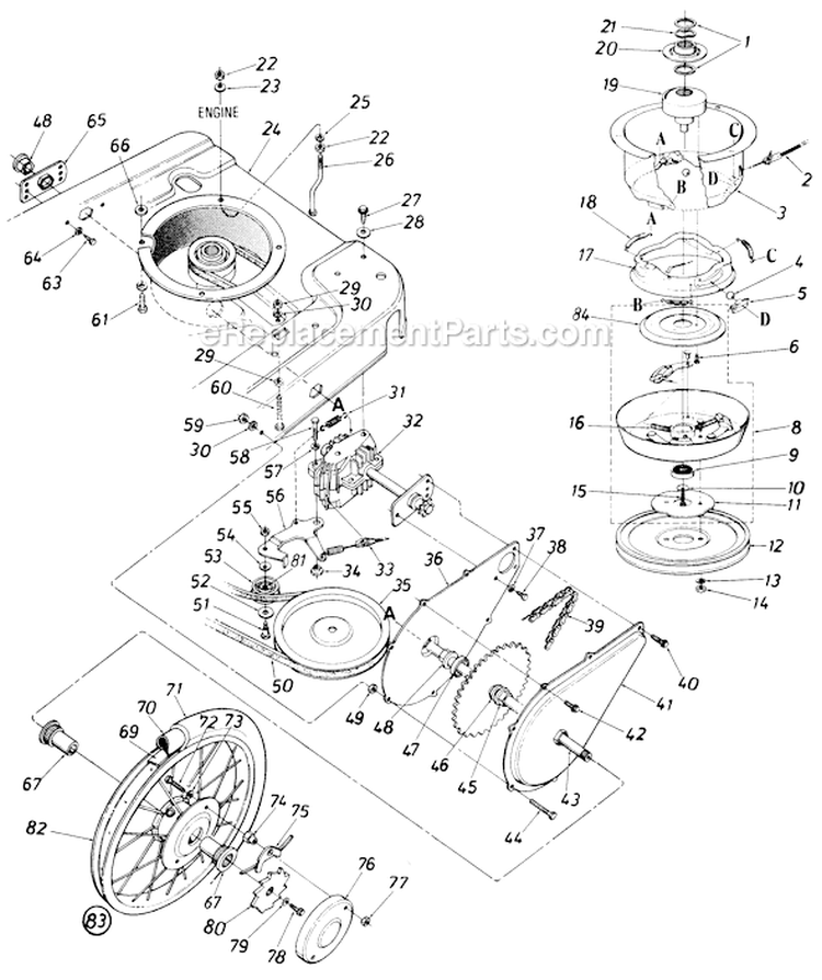 Page B Diagram and Parts List for 128-560B000 1988 MTD Lawn Mower