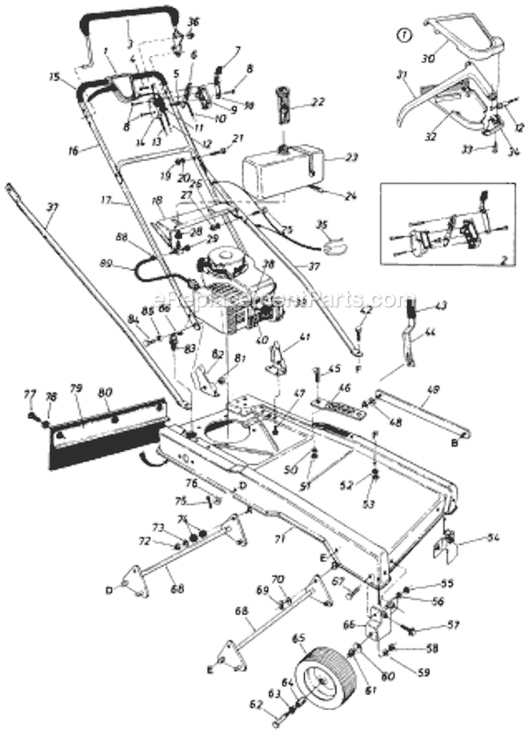Page A Diagram and Parts List for 128-560B033-72776 1988 MTD Lawn Mower