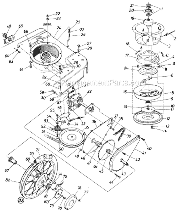 Page B Diagram and Parts List for 128-560B033-72776 1988 MTD Lawn Mower