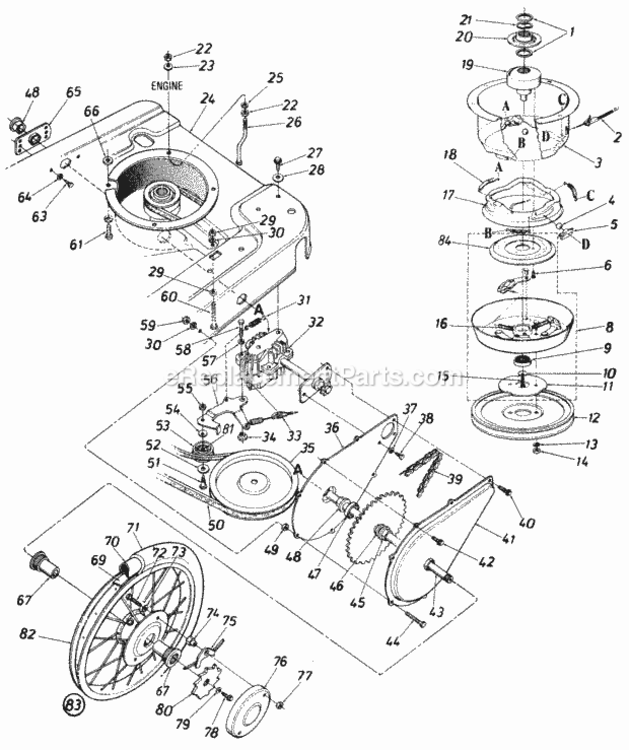 Page B Diagram and Parts List for 128-560B118  MTD Lawn Mower