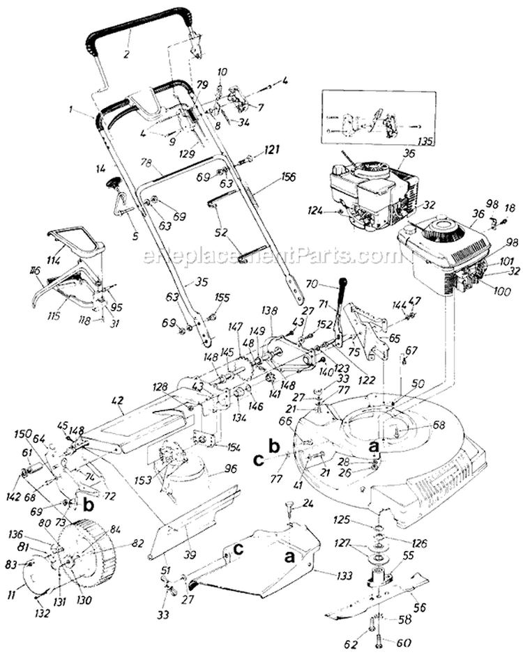 Page A Diagram and Parts List for 12871-7 1987 MTD Lawn Mower