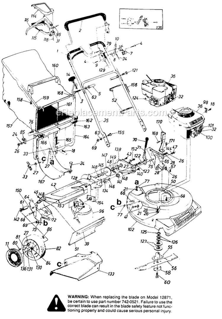 Page A Diagram and Parts List for 12872-8 1988 MTD Lawn Mower