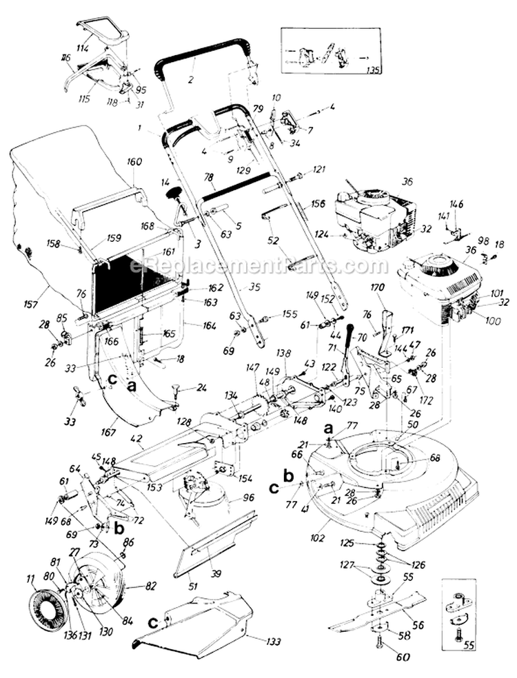 Page A Diagram and Parts List for 12879R-9 1989 MTD Lawn Mower