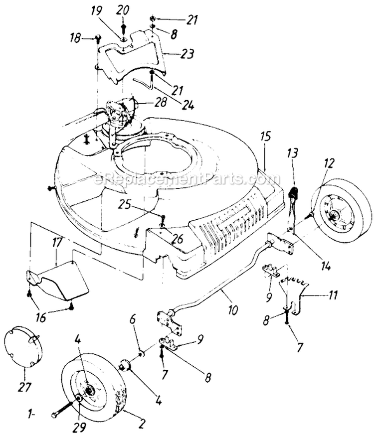 Page B Diagram and Parts List for 12879R-9 1989 MTD Lawn Mower