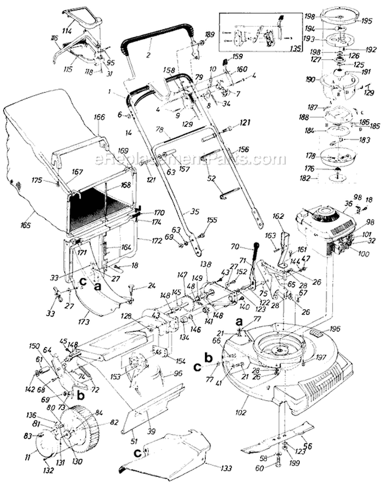 Page A Diagram and Parts List for 12884-7 1987 MTD Lawn Mower