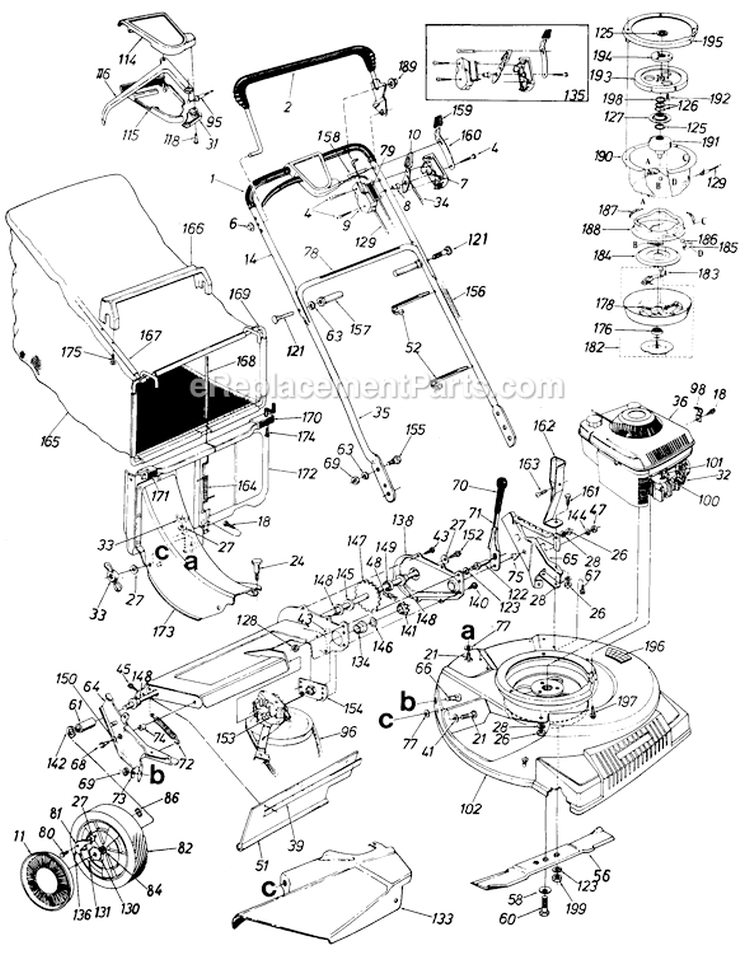 Page A Diagram and Parts List for 12884-8 1988 MTD Lawn Mower