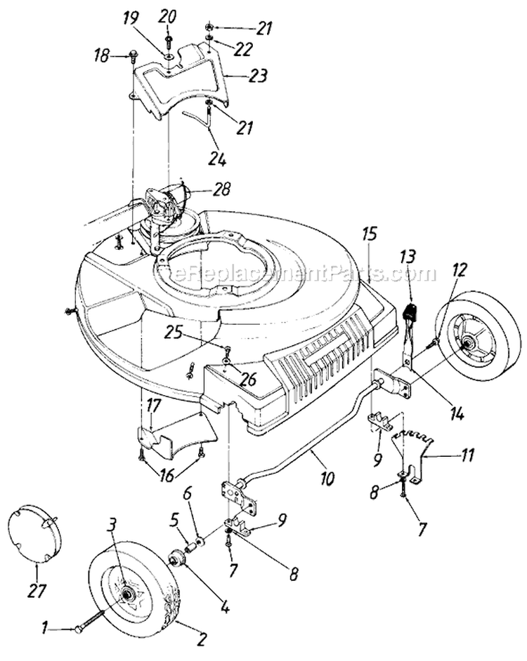 Page A Diagram and Parts List for 12886-7 1987 MTD Lawn Mower