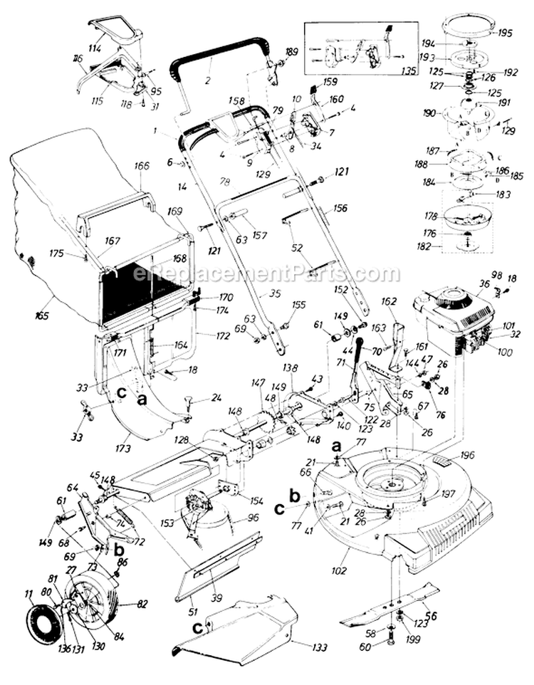 Page A Diagram and Parts List for 12886B-9 1989 MTD Lawn Mower