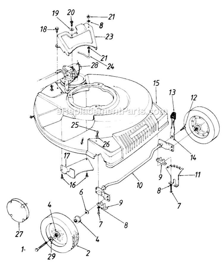 Page B Diagram and Parts List for 12886B-9 1989 MTD Lawn Mower