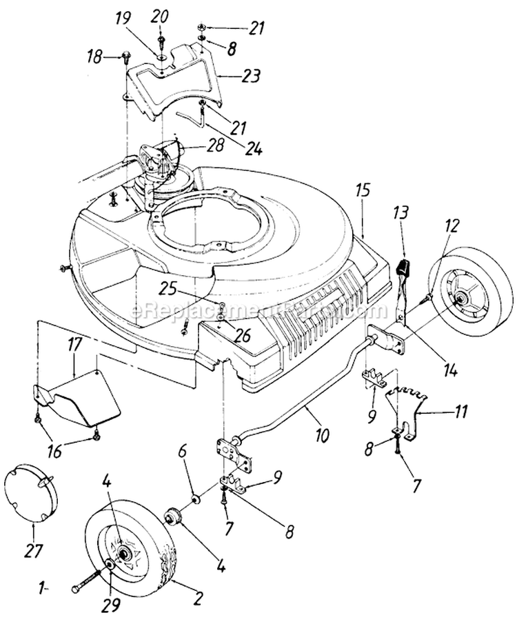 Page A Diagram and Parts List for 12886E-9 1989 MTD Lawn Mower
