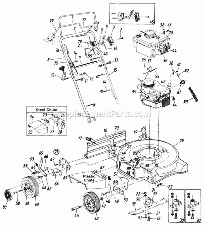 Parts Diagram and Parts List for 129-226R135  MTD Lawn Mower