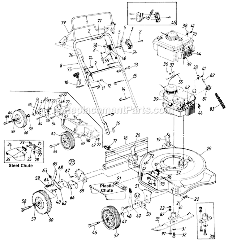 Page B Diagram and Parts List for 129-281R000 1989 MTD Lawn Mower