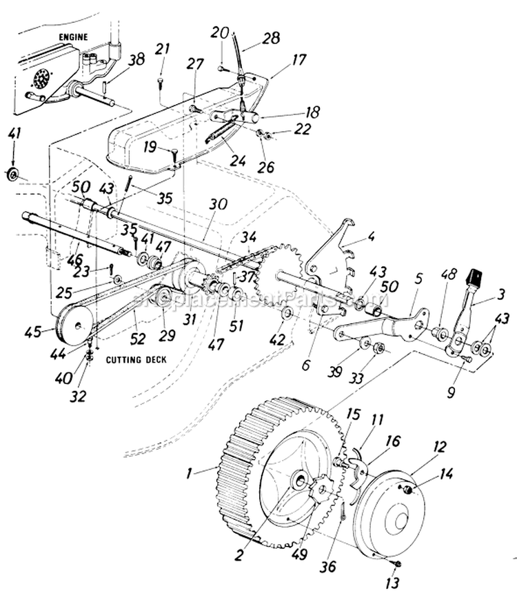 Page B Diagram and Parts List for 129-352R000 1989 MTD Lawn Mower