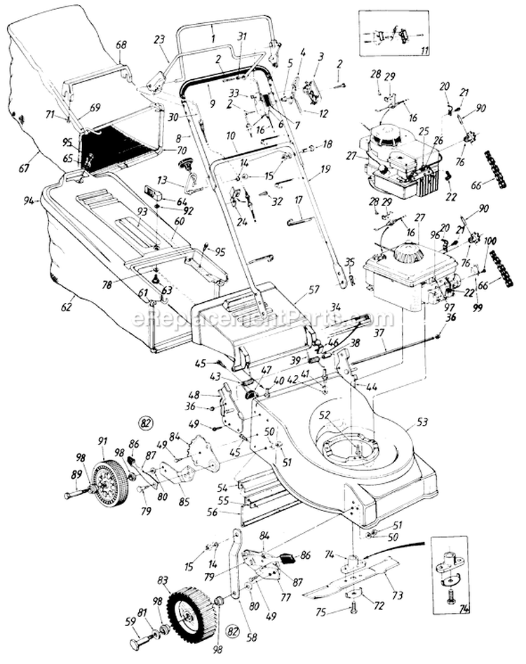 Page A Diagram and Parts List for 129-458R000 1989 MTD Lawn Mower