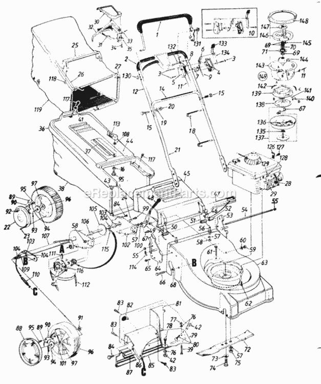 Parts Diagram and Parts List for 129-476B135  MTD Lawn Mower