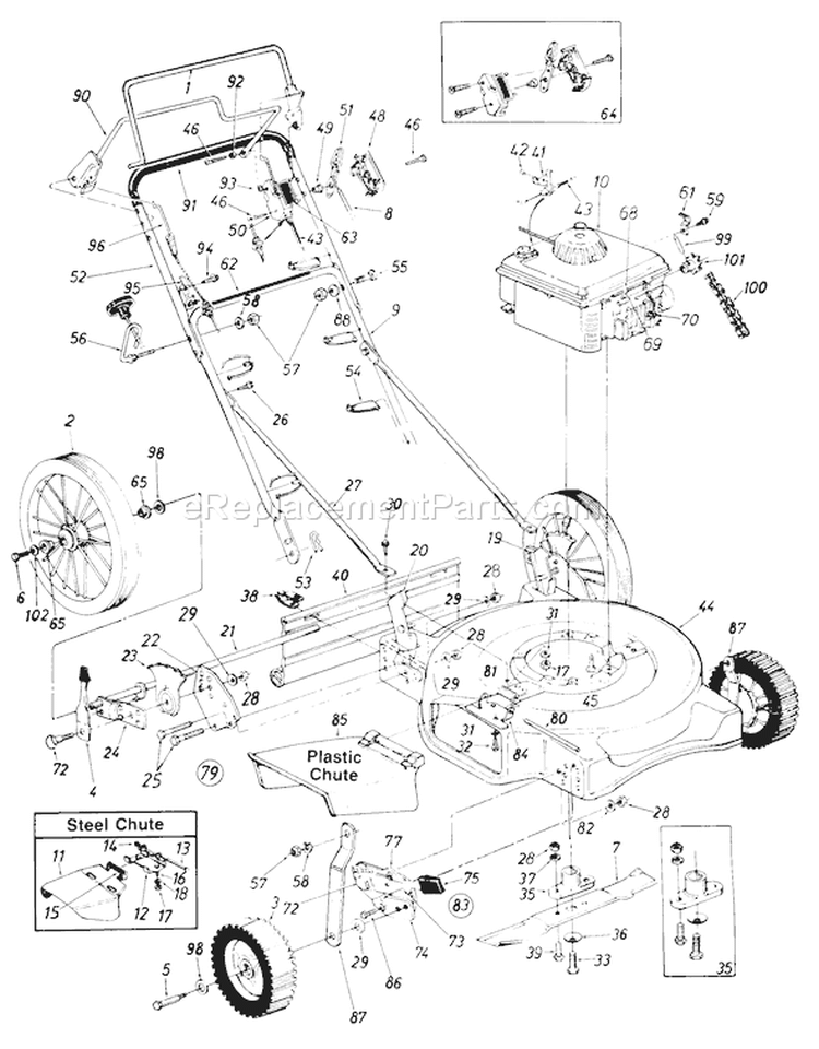 Page A Diagram and Parts List for 129-516R000 1989 MTD Lawn Mower