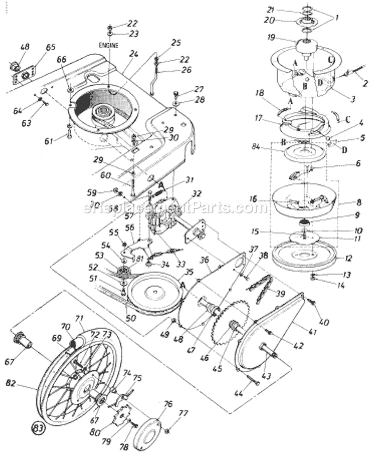 Page B Diagram and Parts List for 129-560B033/72776 1989 MTD Lawn Mower