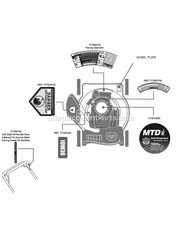 Label_Map_12A-26Jc006 Diagram and Parts List for 12A-26JC006 2010 MTD Lawn Mower