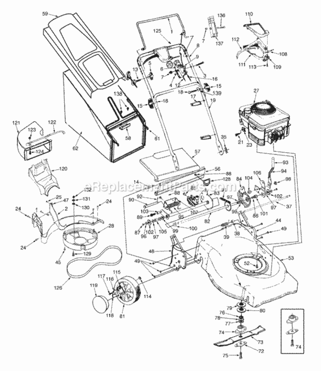 General_Assembly Diagram and Parts List for 12A-379W300 2003 MTD Lawn Mower