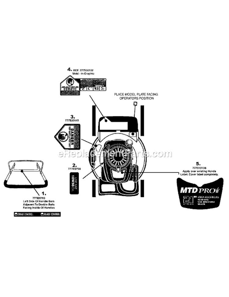 Page B Diagram and Parts List for 12A-569Q795 2008 MTD Lawn Mower