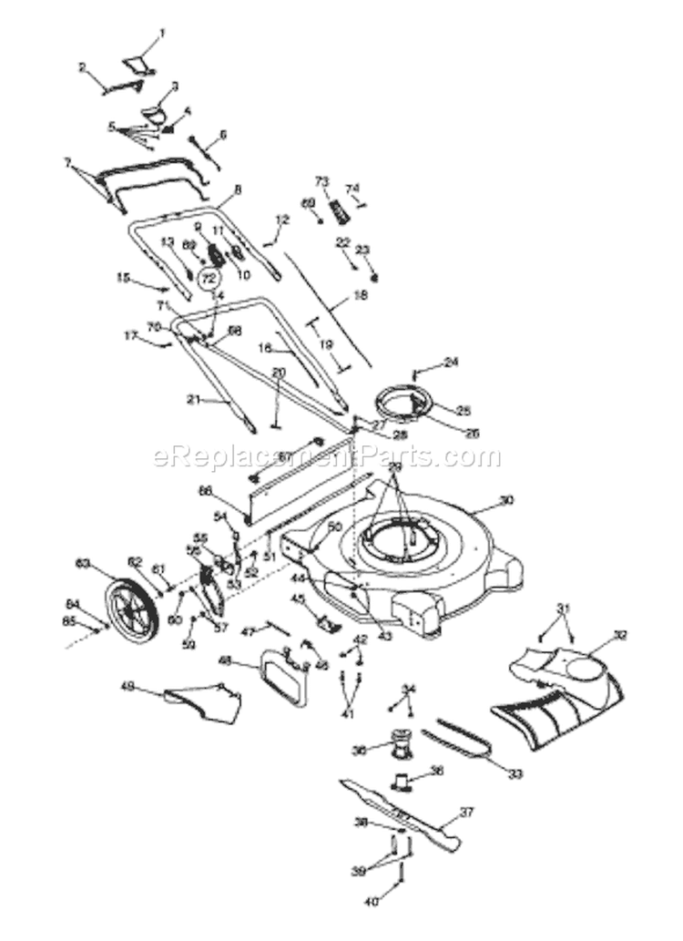 Page B Diagram and Parts List for 12A-589B033 1999 MTD Lawn Mower