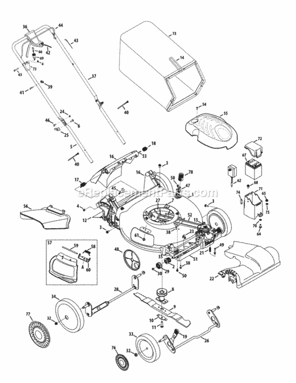 General_Assembly_12Axb2X Diagram and Parts List for 12AGB26G704 2012 MTD Lawn Mower