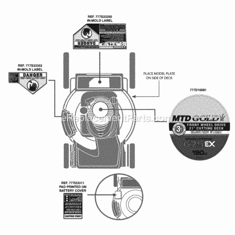Label_Map_12Agb26G704 Diagram and Parts List for 12AGB26G704 2012 MTD Lawn Mower