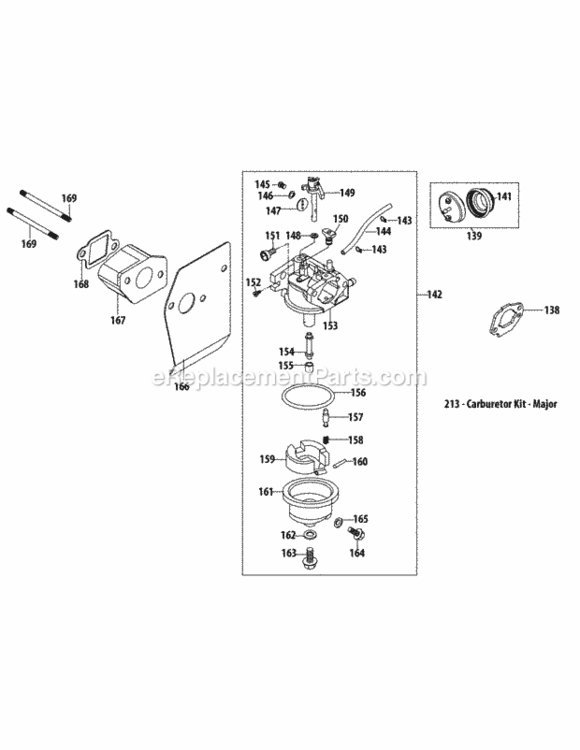 2P70Mu_Carburetor Diagram and Parts List for 12AGB2JZ704 2012 MTD Lawn Mower