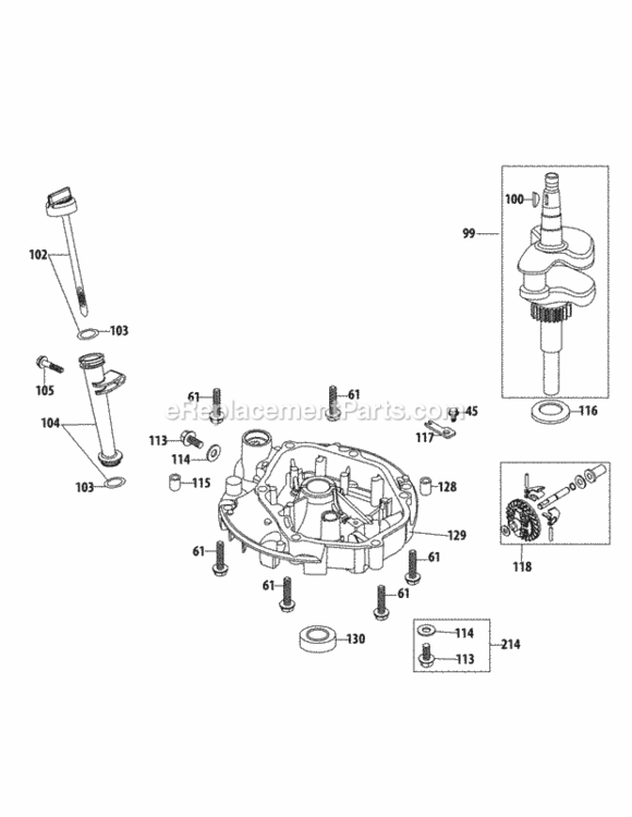 2P70Mu_Crankshaft_And_Crankcase_Cover Diagram and Parts List for 12AGB2JZ704 2012 MTD Lawn Mower
