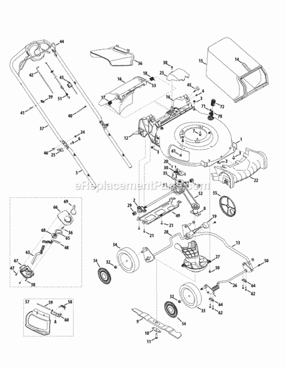 Page A Diagram and Parts List for 12AKC31E095 2014 MTD Lawn Mower