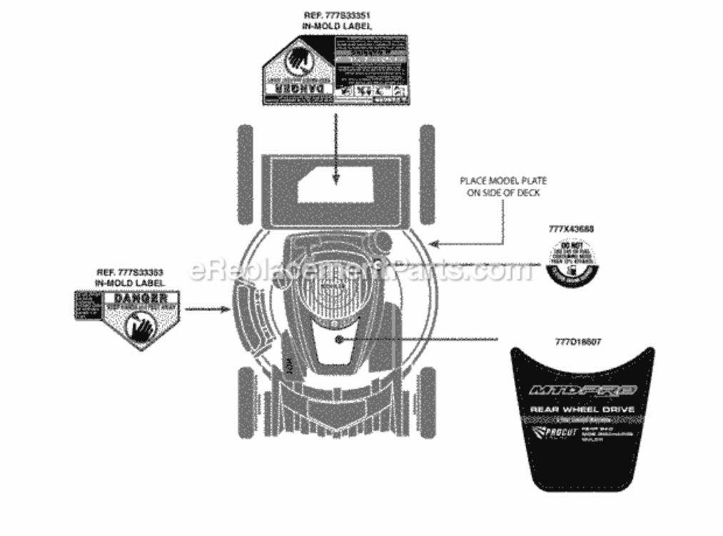 Label_Map_12Akd31H095 Diagram and Parts List for 12AKD31H095 2013 MTD Lawn Mower
