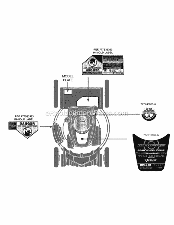 Page B Diagram and Parts List for 12AKD31H095 2014 MTD Lawn Mower