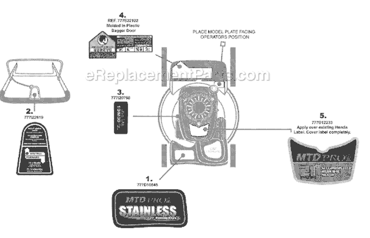 Page B Diagram and Parts List for 12AV55DQ134 2008 MTD Lawn Mower
